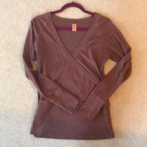 Lucy Long Sleeve V Neck Shirt Maroon